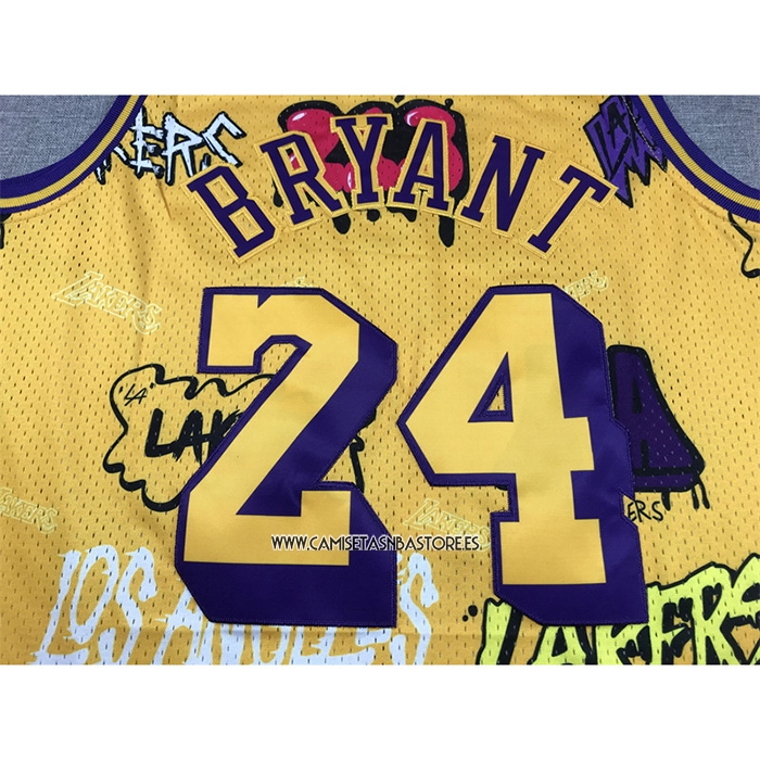Kobe Bryant NO 24 Camiseta Los Angeles Lakers Mitchell & Ness Slap Sticker 1996-97 Amarillo